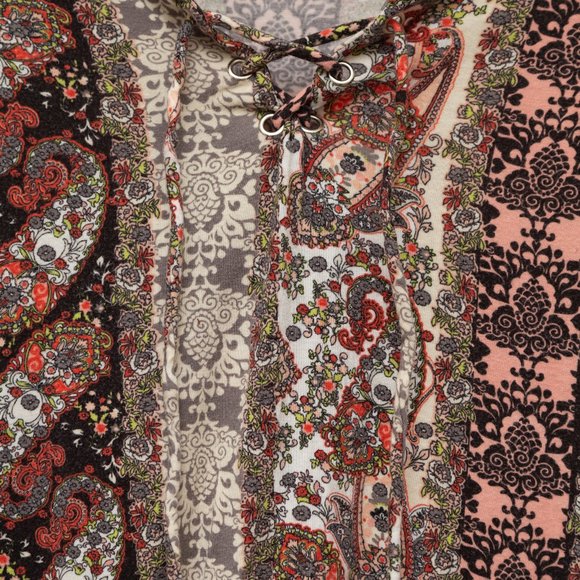 Hippie Paisley Boho Pattern Long Bell Sleeve Shirt - Picture 3 of 5